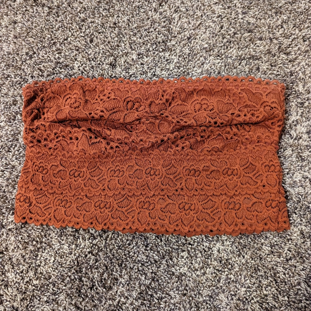 Aerie long line bandeau crop top. Burnt orange, size large.
